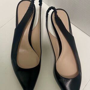 Size 7 Stuart Weitzman Black Leather Slingback Pointy Toe Heels